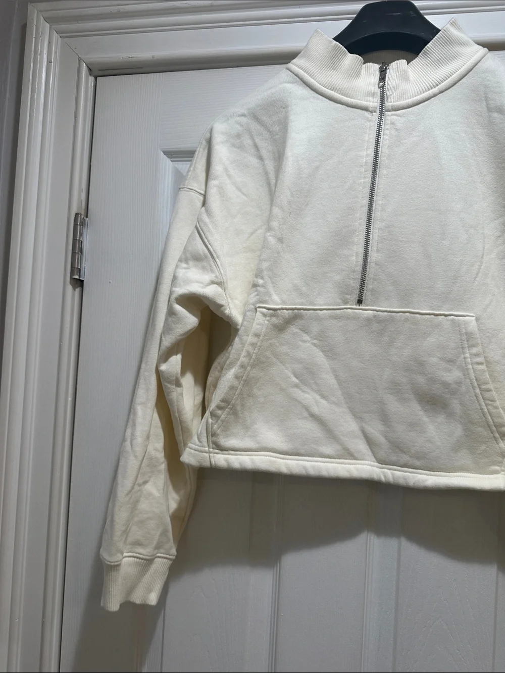 PINK Victoria's Secret Cream Half-Zip Crop Sweatshirt
